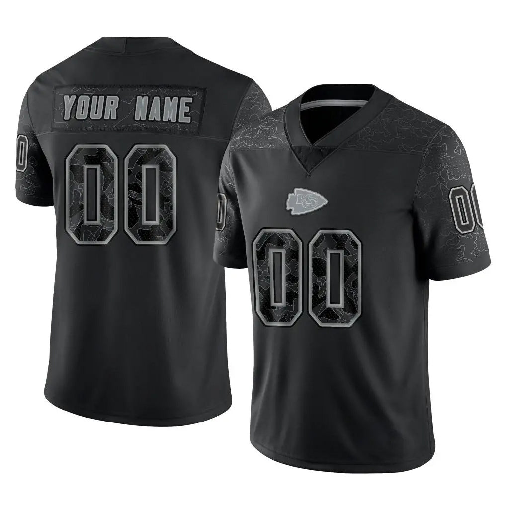 Choea Custom KC.Chiefs Black Limited Reflective Game Any Name & Numbers Stitched Jerseys