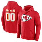Choea Custom KC.Chiefs Red LoGo Pullover Hoodies Limited Any Name & Numbers Stitched Jerseys
