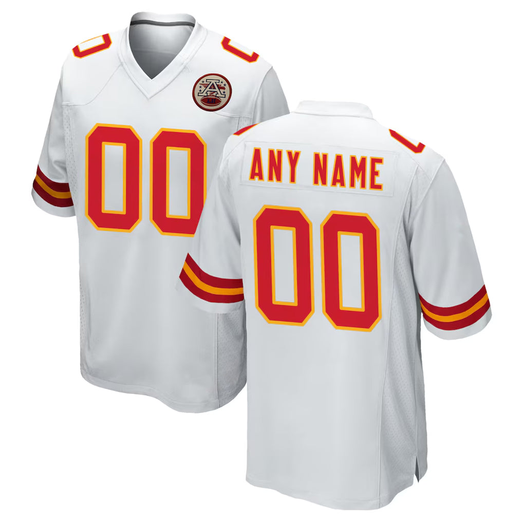 Choea Custom KC.Chiefs White Home Game Any Name & Numbers Stitched Jerseys