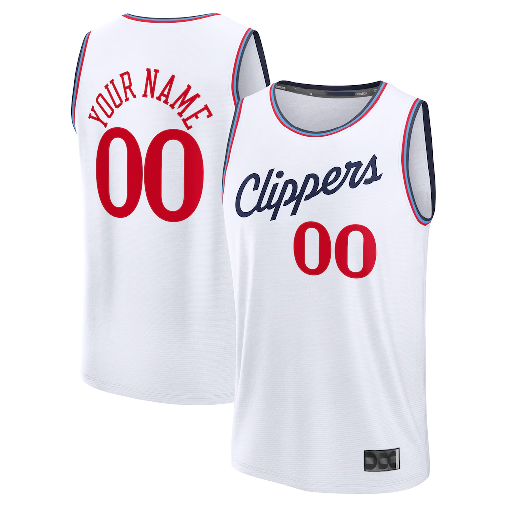 Choea Custom LA.Clippers White Fast Break Stitched Jerseys - Association Edition