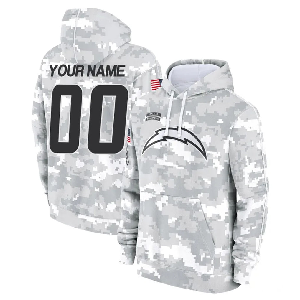 Choea Custom LA.Chargers Arctic Camo Salute to Service Hoodies Limited Game Any Name & Numbers Stitched Jerseys