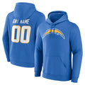 Choea Custom LA.Chargers Blue LOGO Pullover Hoodies Home Game Any Name & Numbers Stitched Jerseys