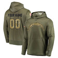 Choea Custom LA.Chargers Olive Salute to Service Pullover Hoodies Home Game Any Name & Numbers Stitched Jerseys