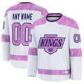 Choea Custom LA.Kings White 2024 Hockey Fights Cancer Practice Jerseys