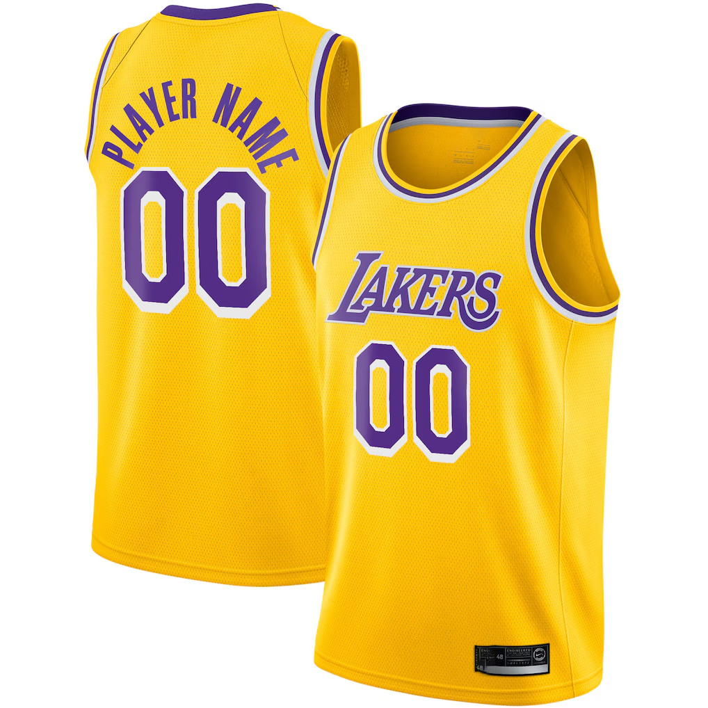 Choea Custom LA.Lakers Gold 2020-2021 Swingman Stitched Jerseys - Icon Edition