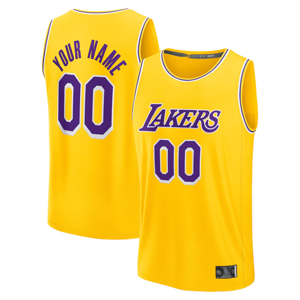Choea Custom LA.Lakers Gold Fast Break Stitched Jerseys - Icon Edition