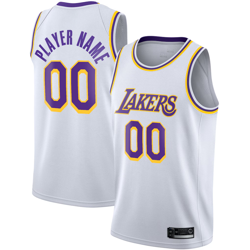 Choea Custom LA.Lakers White 2020-2021 Swingman Stitched Jerseys - Association Edition