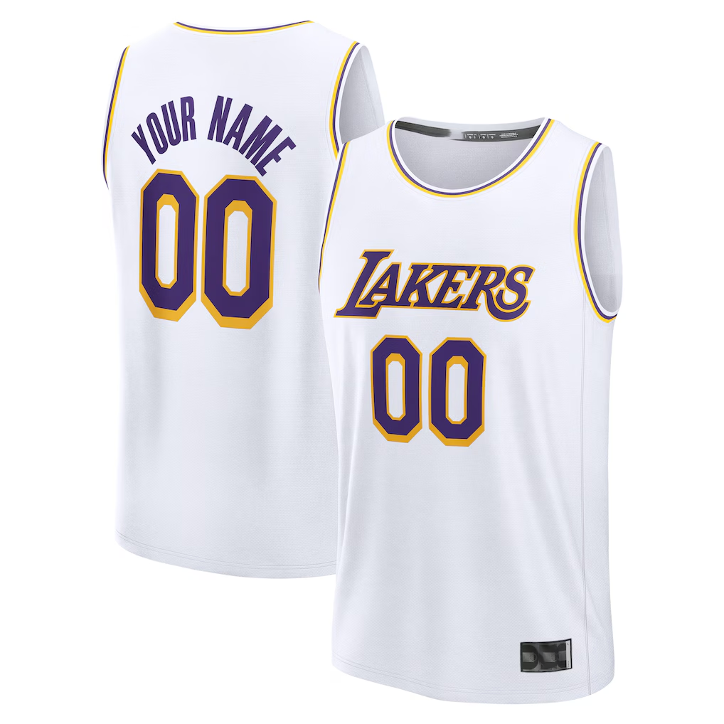 Choea Custom LA.Lakers White Fast Break Replica Stitched Jerseys - Association Edition