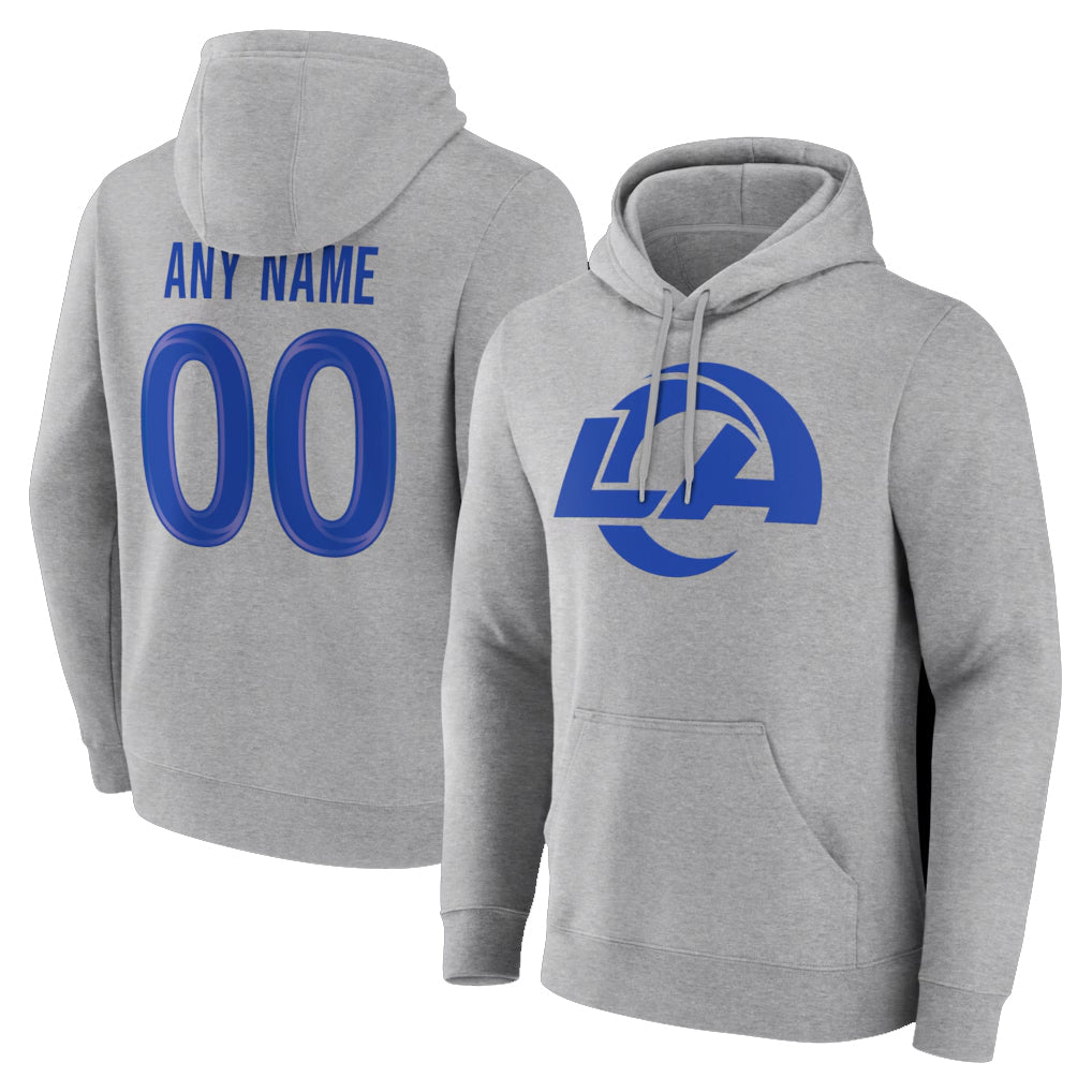 Choea Custom LA.Rams Light Gray Pullover Hoodie Limited Game Any Name & Numbers Stitched Jerseys