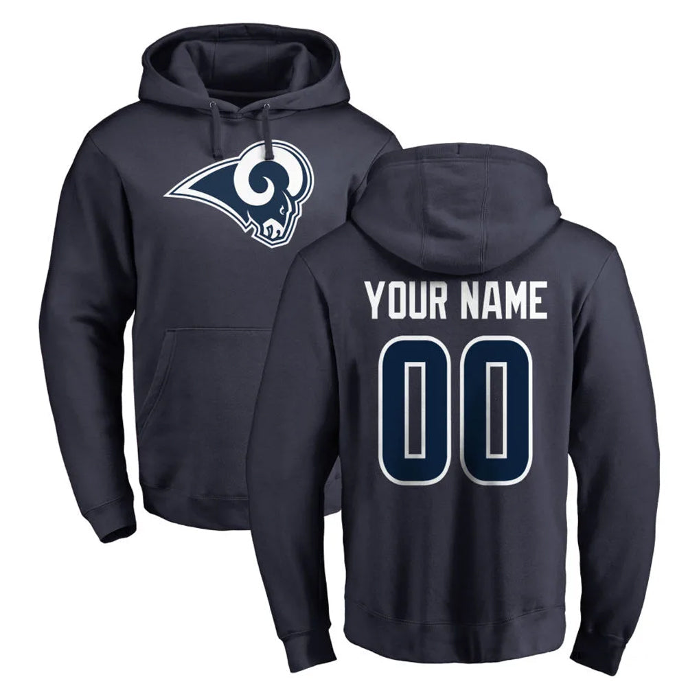 Choea Custom LA.Rams Navy Pullover Hoodie Limited Game Any Name & Numbers Stitched Jerseys