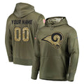 Choea Custom LA.Rams Olive Salute to Service Pullover Hoodies Home Game Any Name & Numbers Stitched Jerseys
