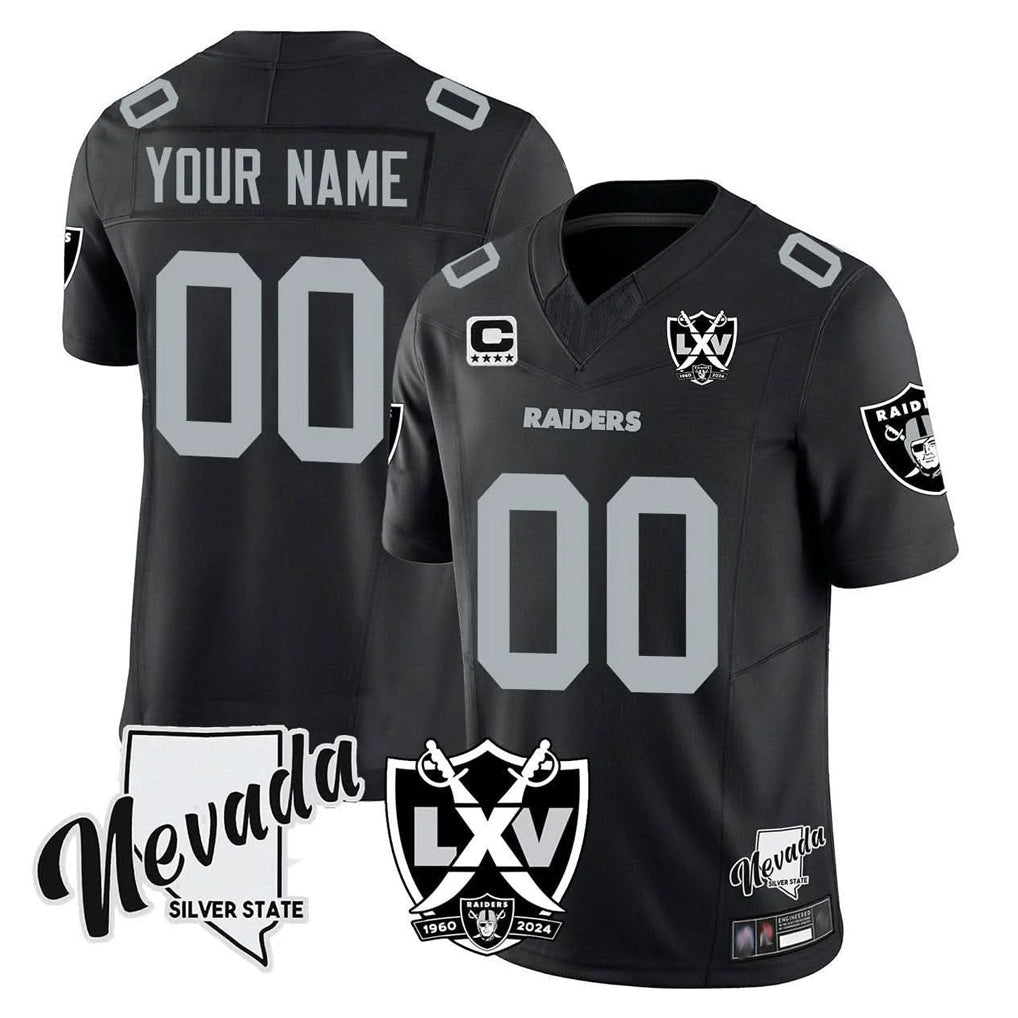 Choea Custom LV.Raiders Black 65th Anniversary Vapor Limited Home Game Any Name & Numbers Stitched Jerseys