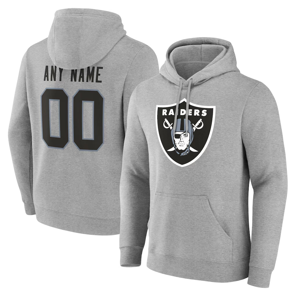 Choea Custom LV.Raiders Gray LOGO Pullover Hoodies Home Game Any Name & Numbers Stitched Jerseys