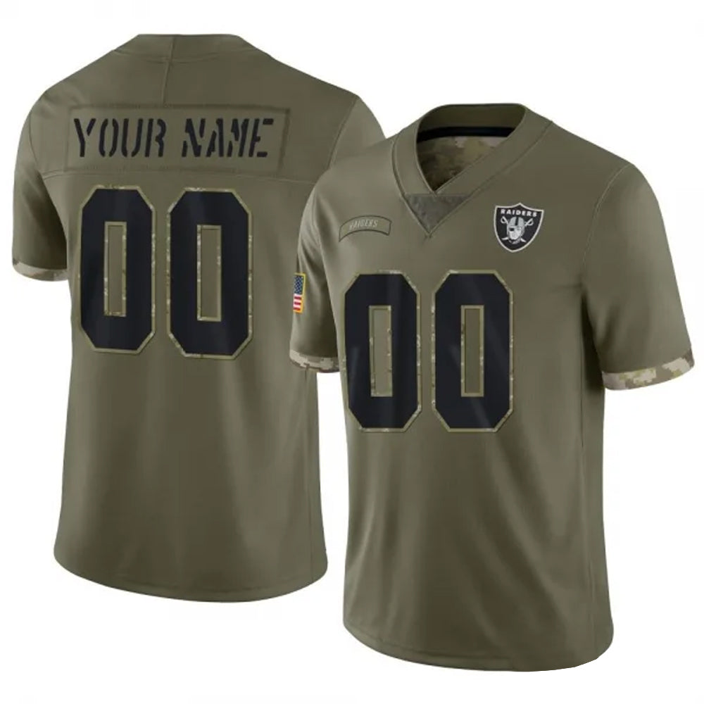 Choea Custom LV.Raiders  Salute To Service Olive Stitched Jerseys