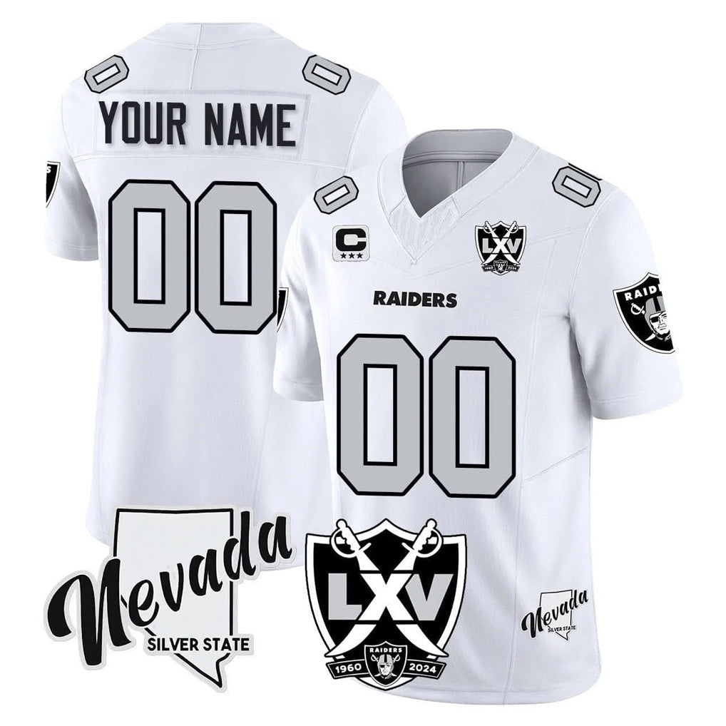 Choea Custom LV.Raiders White 2026 Vapor Limited 65th Anniversary Home Game Any Name & Numbers Stitched Jerseys