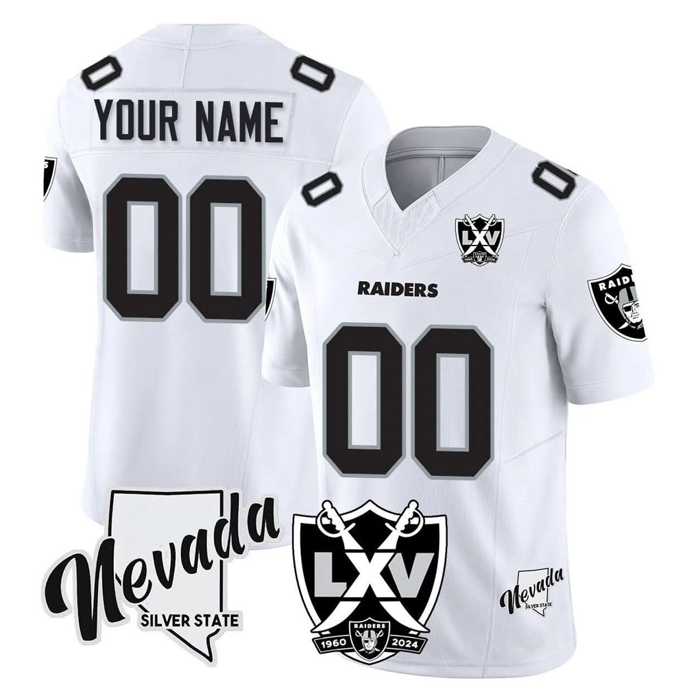 Choea Custom LV.Raiders White 65th Anniversary Vapor Limited Home Game Any Name & Numbers Stitched Jerseys