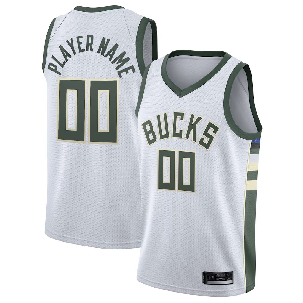 Choea Custom M.Bucks White 2020-21 Swingman Custom Jerseys - Association Edition