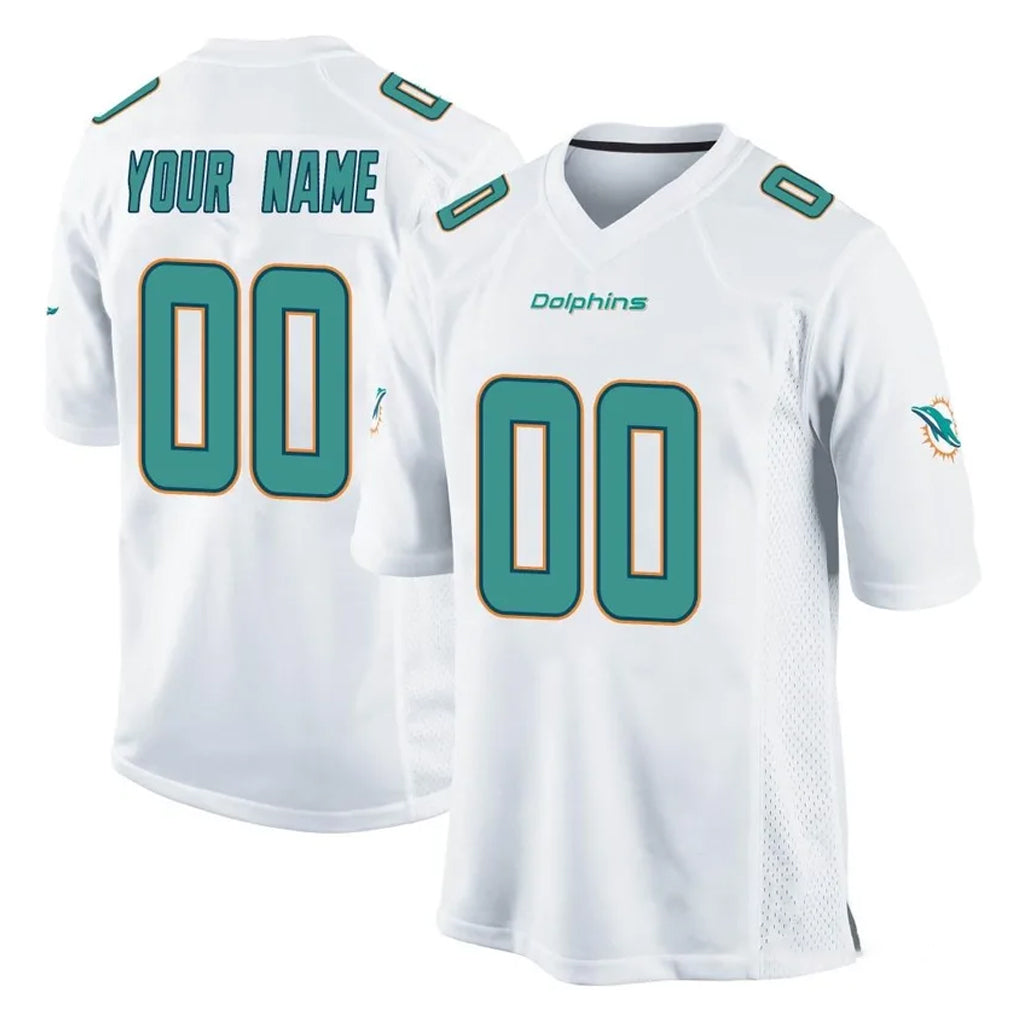 Choea Custom M.Dolphins White Home Game Any Name & Numbers Stitched Jerseys