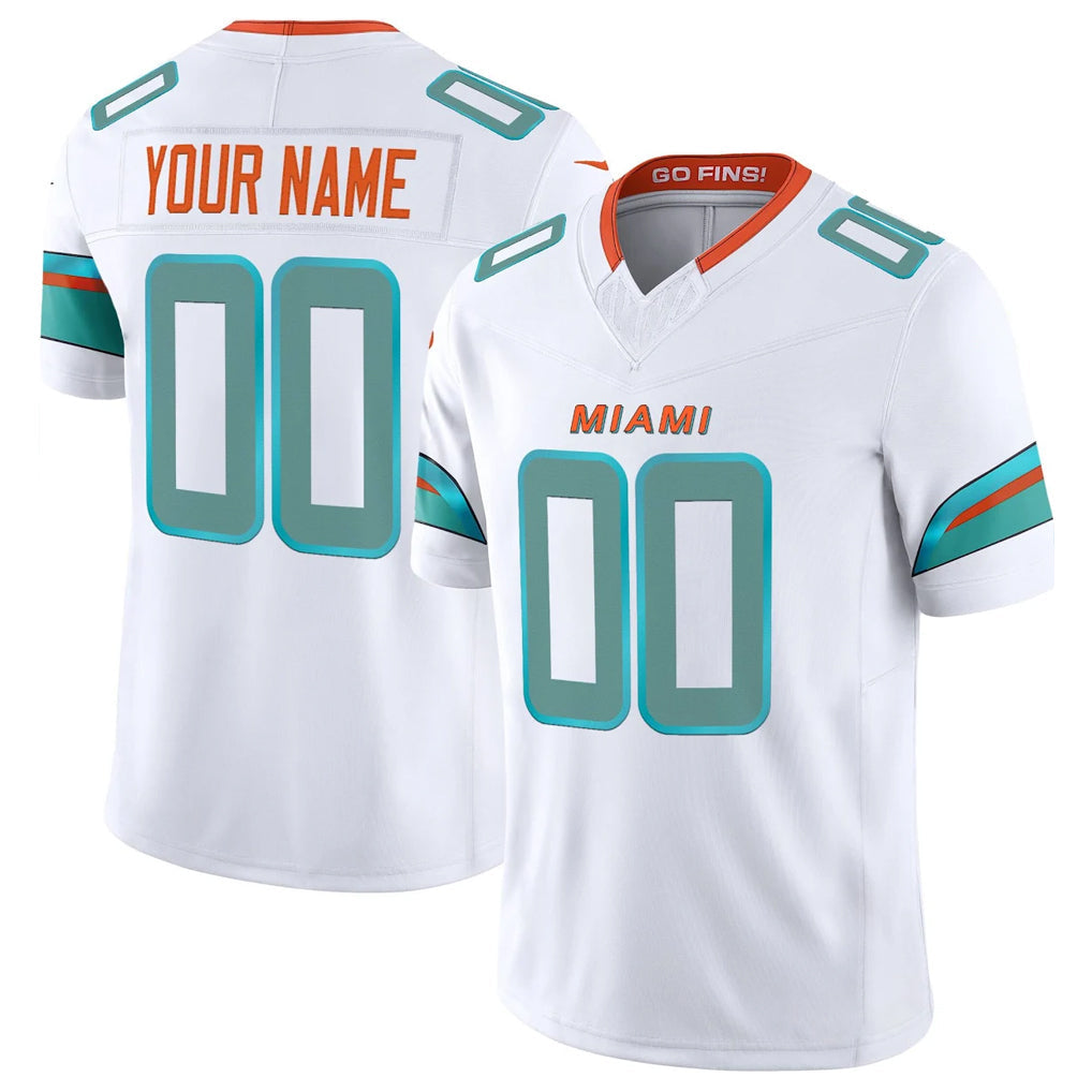 Choea Custom M.Dolphins White Limited Vapor F.U.S.E. Home Game Any Name & Numbers Stitched Jerseys