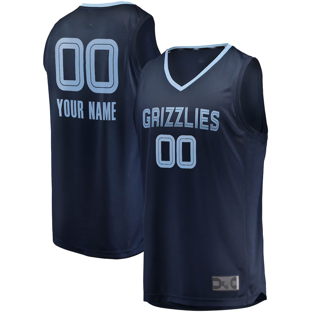 Choea Custom M.Grizzlies Navy Fast Break Replica Stitched Jerseys- Icon Edition