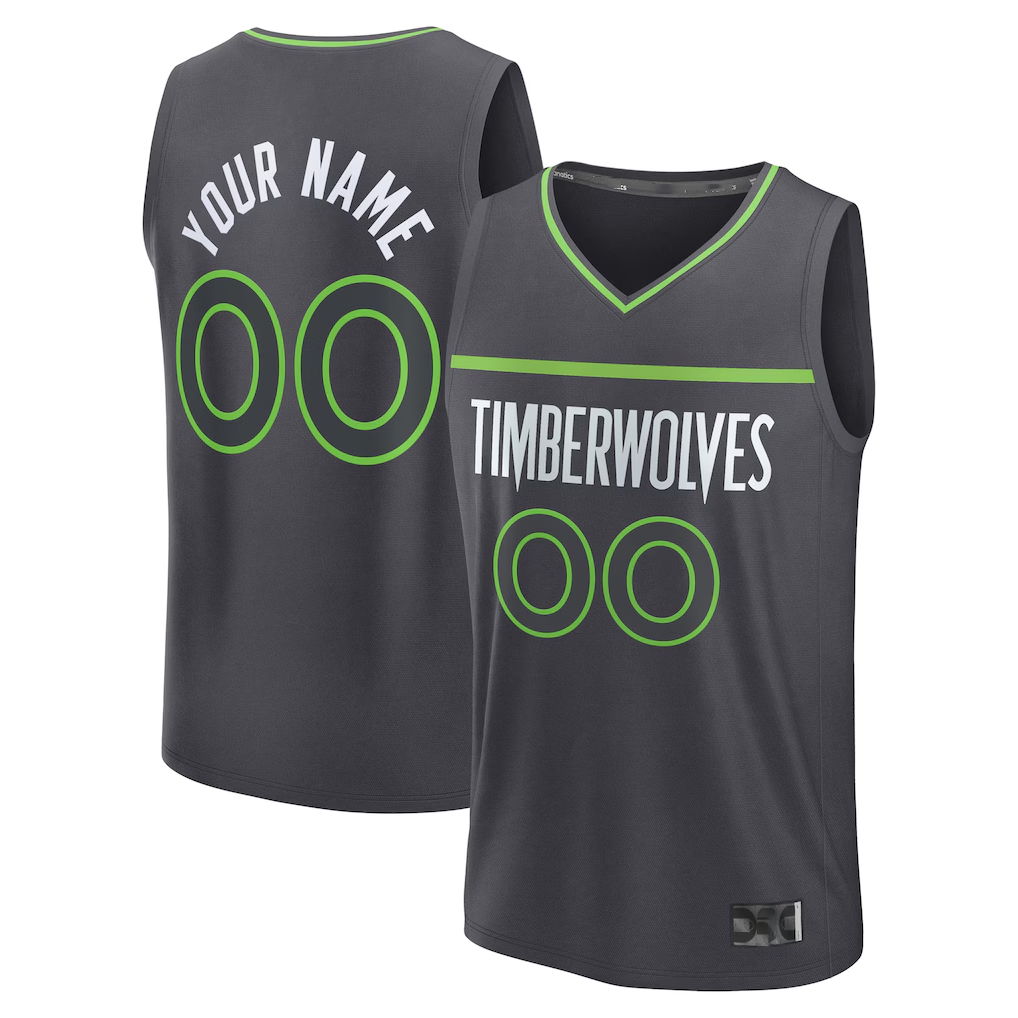 Choea Custom M.Timberwolves Anthracite Fast Break Stitched Jerseys- Icon Edition