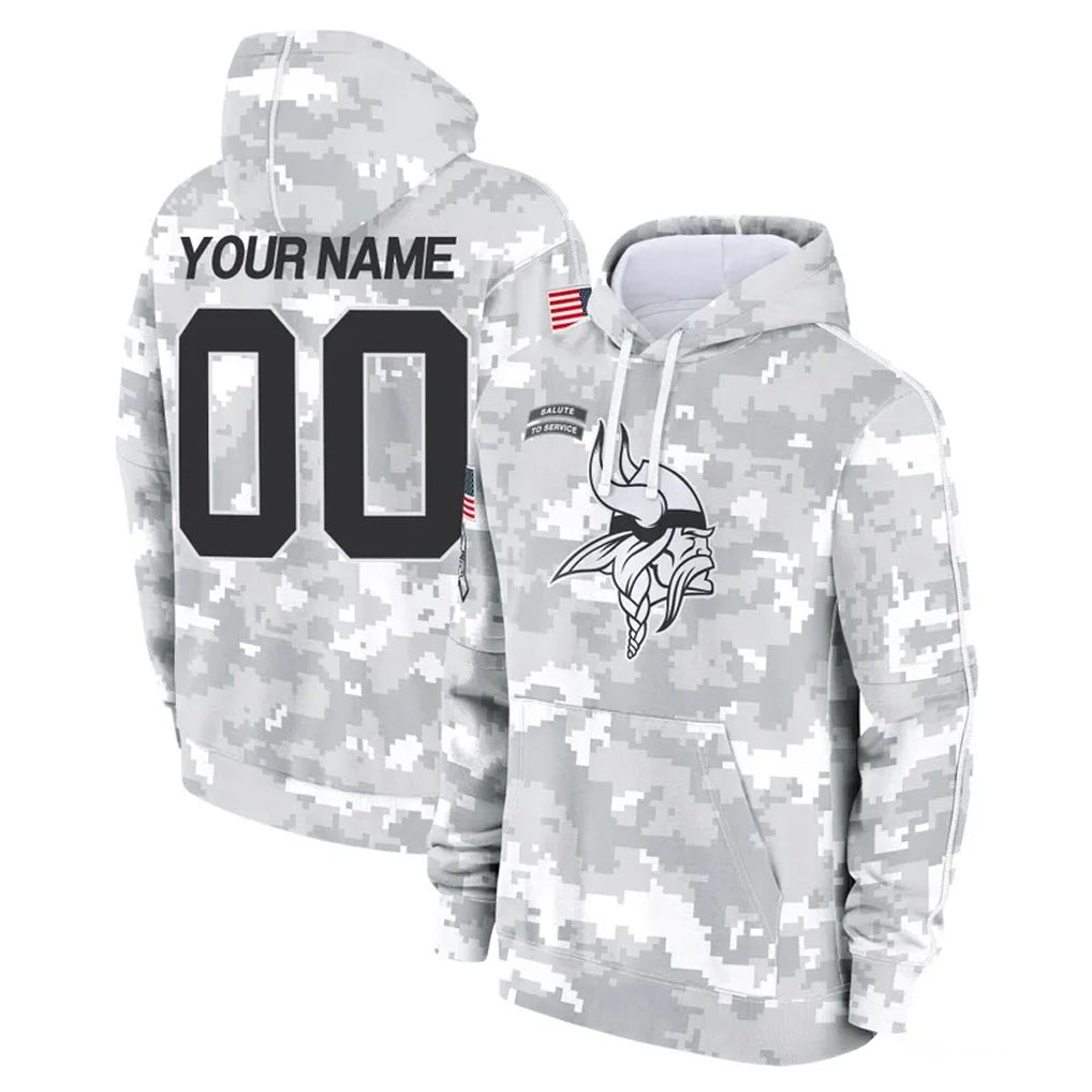 Choea Custom MN.Vikings Arctic Camo Salute to Service Hoodies Limited Game Any Name & Numbers Stitched Jerseys