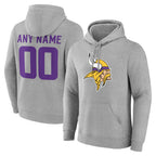 Choea Custom MN.Vikings Gray LOGO Pullover Hoodies Limited Any Name & Numbers Stitched Jerseys