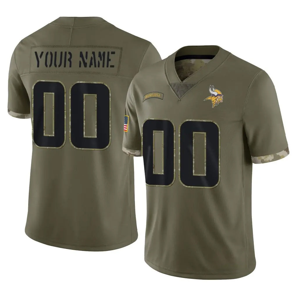 Choea Custom MN.Vikings Olive Salute To Service Limited Any Name & Numbers Stitched Jerseys