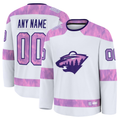 Choea Custom M.Wild White 2024 Hockey Fights Cancer Practice Jerseys