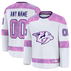 Choea Custom N.Predators White 2024 Hockey Fights Cancer Practice Jerseys