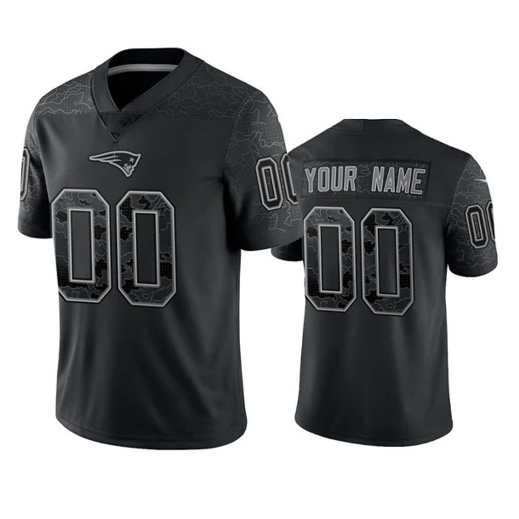Choea Custom NE.Patriots Black Reflective LImited Home Game Any Name & Numbers Stitched Jerseys