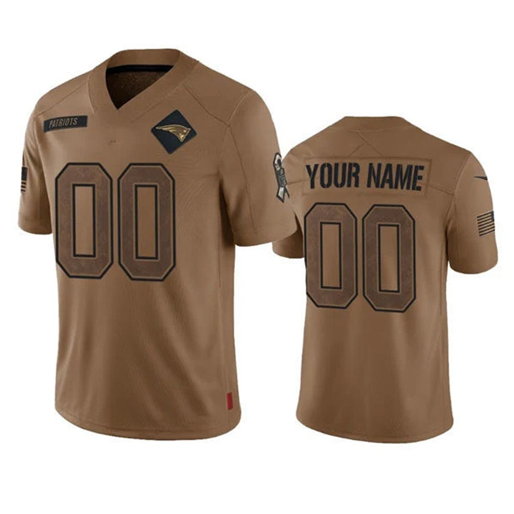 Choea Custom NE.Patriots Brown Salute To Service Limited Any Name & Numbers Stitched Jerseys