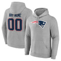 Choea Custom NE.Patriots Gray LOGO Pullover Hoodies Home Game Any Name & Numbers Stitched Jerseys