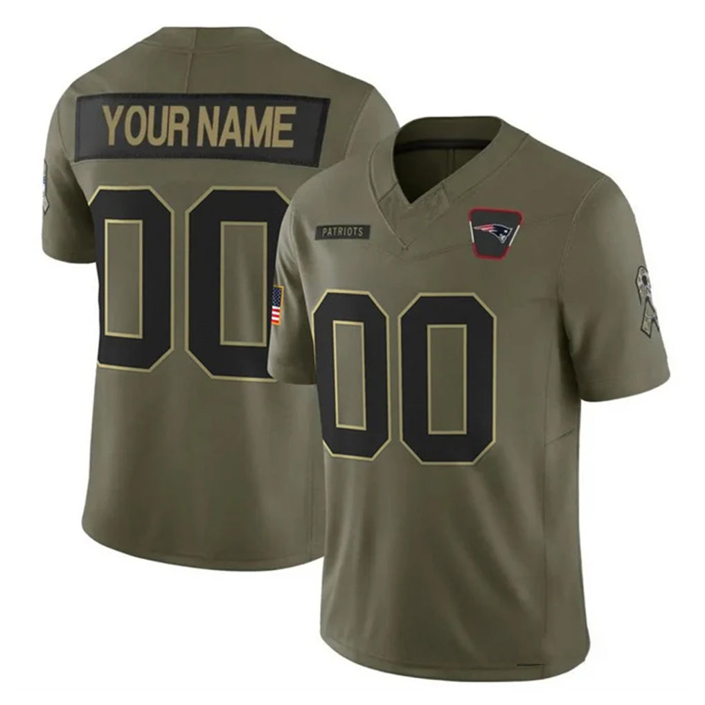 Choea Custom NE.Patriots Olive 2025 Salute To Service Limited Any Name & Numbers Stitched Jerseys