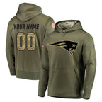 Choea Custom NE.Patriots Olive Salute to Service Pullover Hoodies Home Game Any Name & Numbers Stitched Jerseys