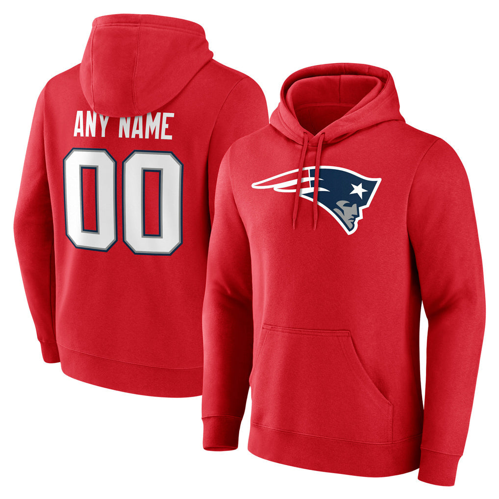Choea Custom NE.Patriots Red LOGO Pullover Hoodies Home Game Any Name & Numbers Stitched Jerseys