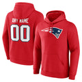 Choea Custom NE.Patriots Red LOGO Pullover Hoodies Home Game Any Name & Numbers Stitched Jerseys