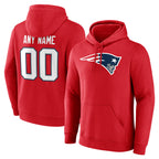 Choea Custom NE.Patriots Red LOGO Pullover Hoodies Home Game Any Name & Numbers Stitched Jerseys