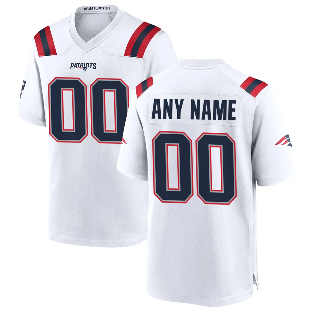 Choea Custom NE.Patriots White Home Game Any Name & Numbers Stitched Jerseys