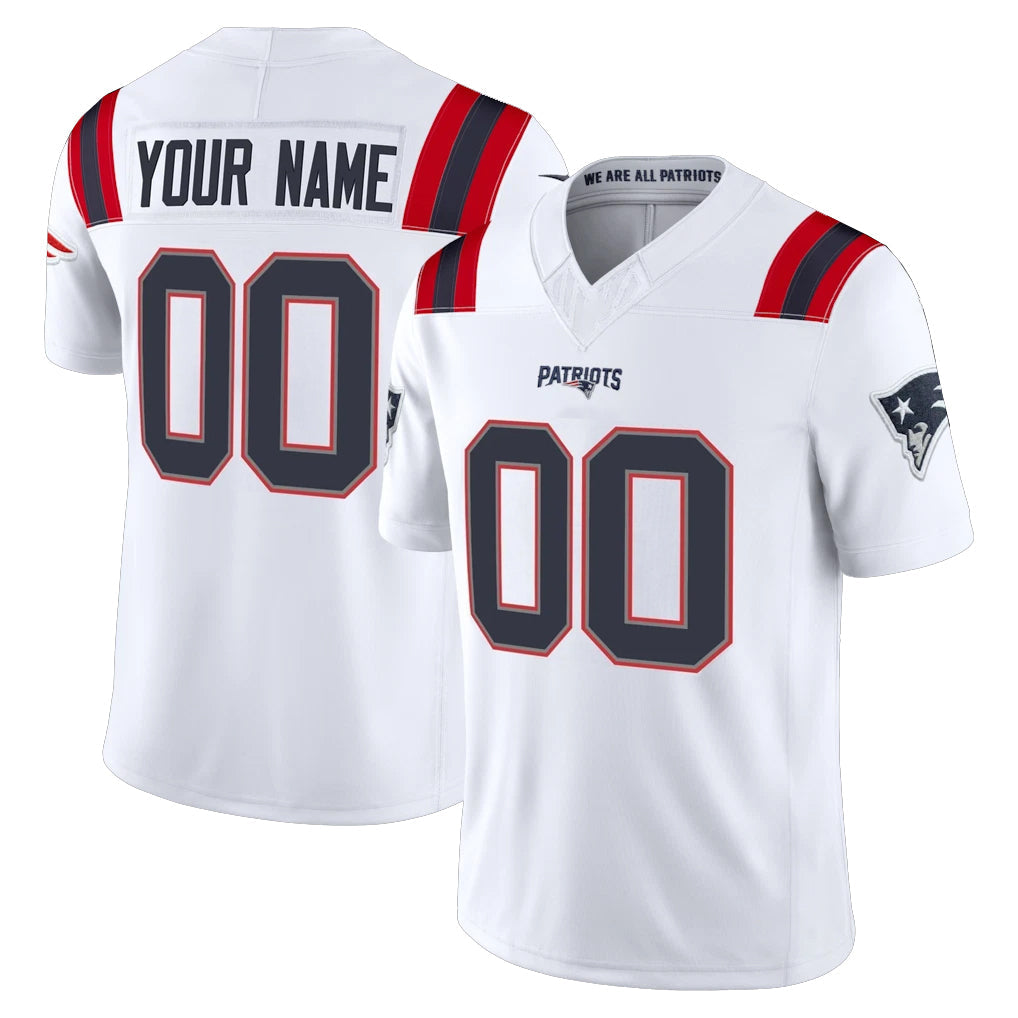 Choea Custom NE.Patriots White Limited Vapor F.U.S.E. Home Game Any Name & Numbers Stitched Jerseys