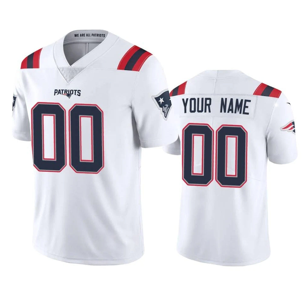 Choea Custom NE.Patriots White Vapor Untouchable Home Game Any Name & Numbers Stitched Jerseys