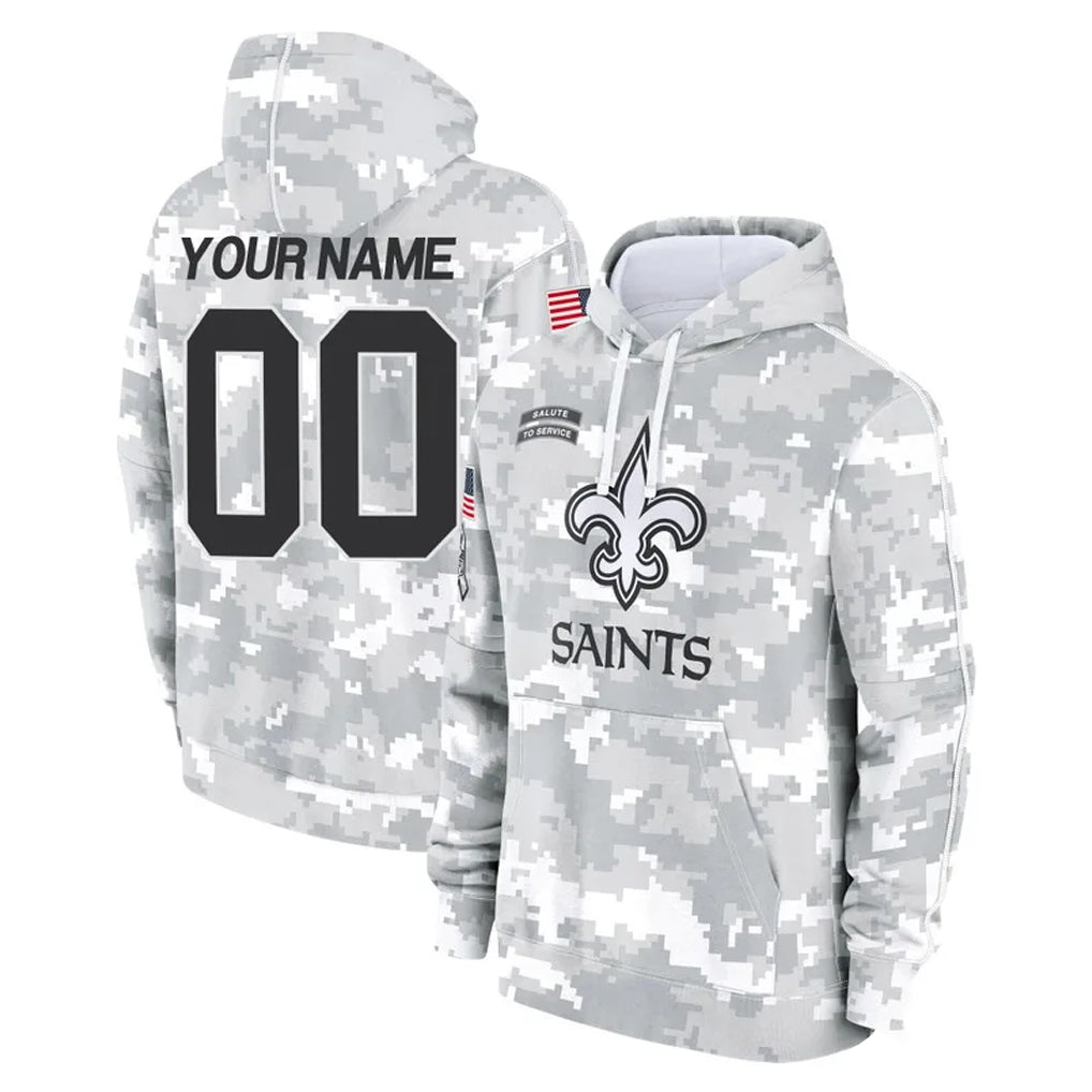 Choea Custom NO.Saints Arctic Camo Salute to Service Pullover Hoodies Limited Game Any Name & Numbers Stitched Jerseys