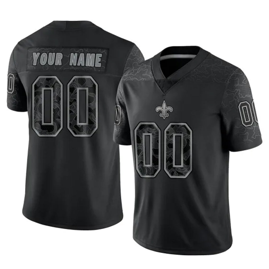 Choea Custom NO.Saints Black Limited Reflective Home Game Any Name & Numbers Stitched Jerseys