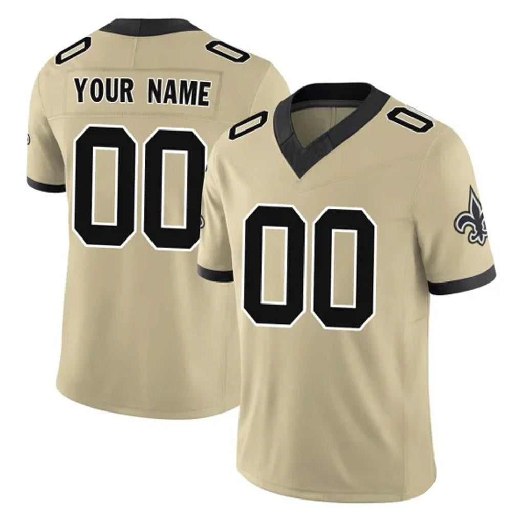 Choea Custom NO.Saints Gold Limited Vapor F.U.S.E. Home Game Any Name & Numbers Stitched Jerseys