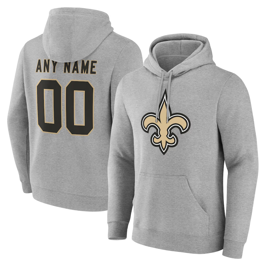 Choea Custom NO.Saints Gray LOGO Pullover Hoodies Limited Any Name & Numbers Stitched Jerseys