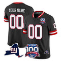Choea Custom NY.Giants Black 100th Season & State Patch Vapor Limited Home Game Any Name & Numbers Stitched Jerseys