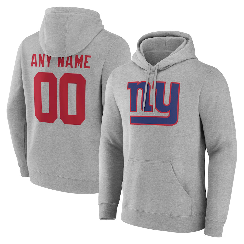 Choea Custom NY.Giants Gray Pullover Hoodies Limited Game Any Name & Numbers Stitched Jerseys