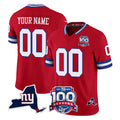 Choea Custom NY.Giants Red 100th Season & State Patch Vapor Limited Home Game Any Name & Numbers Stitched Jerseys