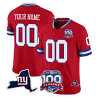 Choea Custom NY.Giants Red 100th Season & State Patch Vapor Limited Home Game Any Name & Numbers Stitched Jerseys