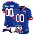 Choea Custom NY.Giants Royal 100th Season & State Patch Vapor Limited Home Game Any Name & Numbers Stitched Jerseys